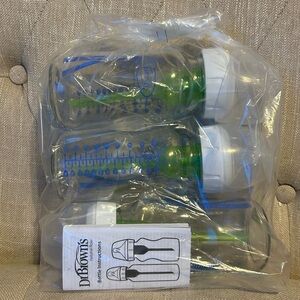 Dr. Brown's Green & Blue Baby Glass Bottle Feeding Set